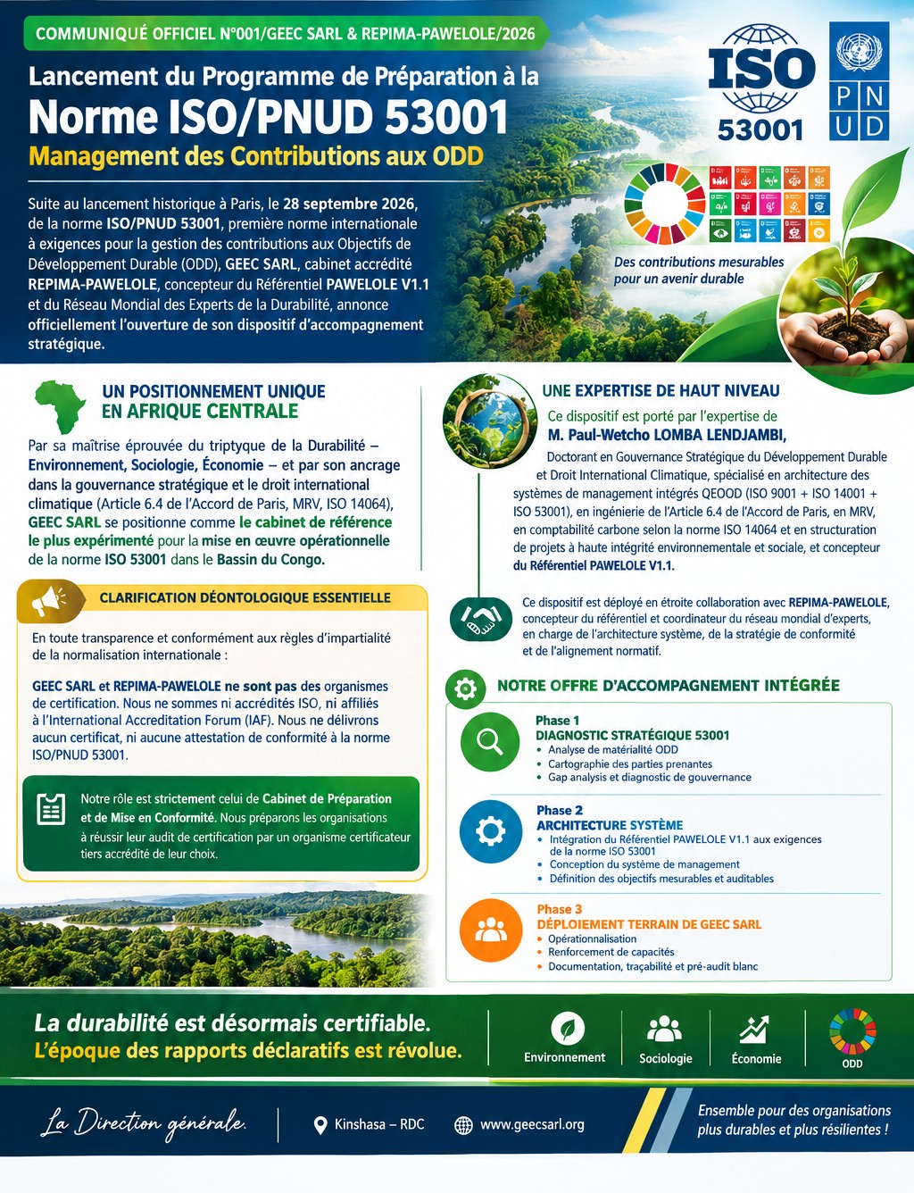 COMMUNIQUÉ OFFICIEL N°001/GEEC SARL & REPIMA-PAWELOLE/2026_